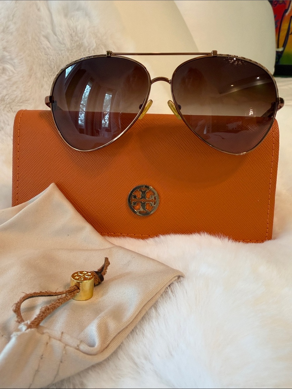 Tory Burch Aviator Sunglasses with Brown Gradient Lenses